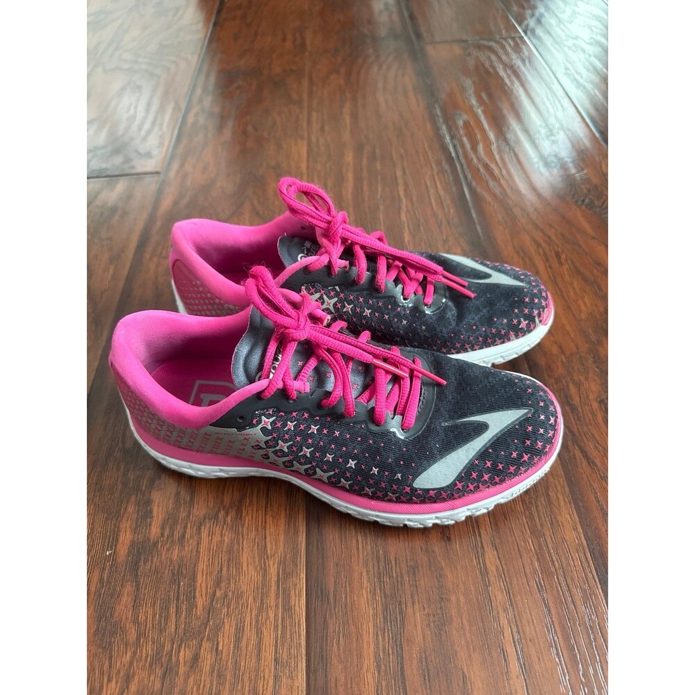 Brooks PureFlow 5 Womens sz 8.5 1202071B688 Trail Running Shoe Black / Pink EUC